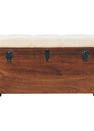 California Walnut White Linen Storage Trunk
