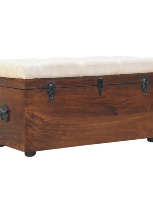 California Walnut White Linen Storage Trunk