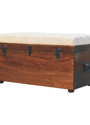 California Walnut White Linen Storage Trunk