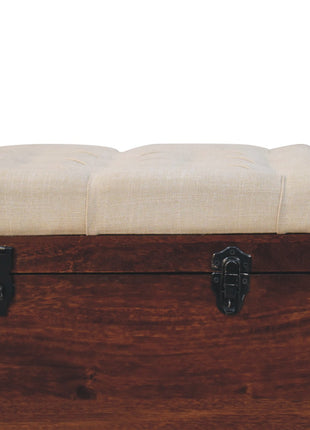 California Walnut White Linen Storage Trunk