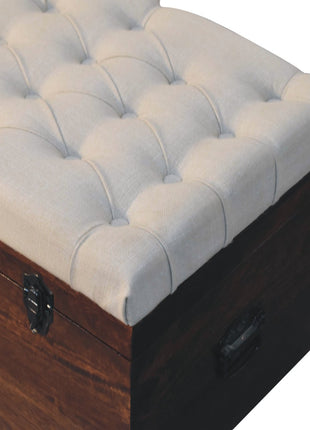 California Walnut White Linen Storage Trunk