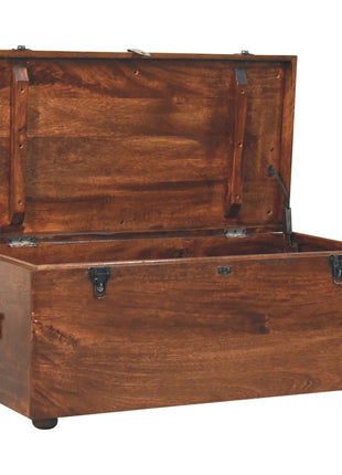 California Walnut White Linen Storage Trunk