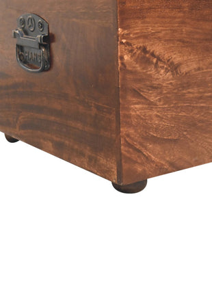 California Walnut White Linen Storage Trunk