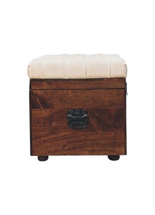 California Walnut White Linen Storage Trunk