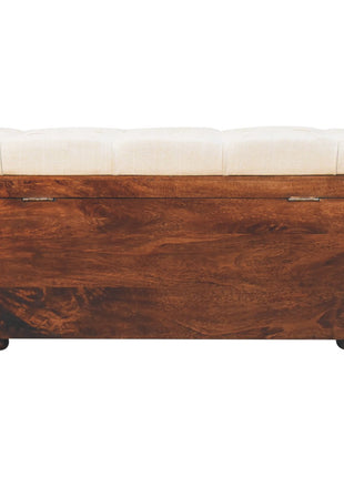 California Walnut White Linen Storage Trunk