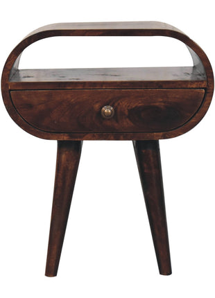 California Walnut Circular Bedside with Open Slot