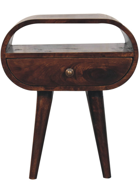 California Walnut Circular Bedside with Open Slot