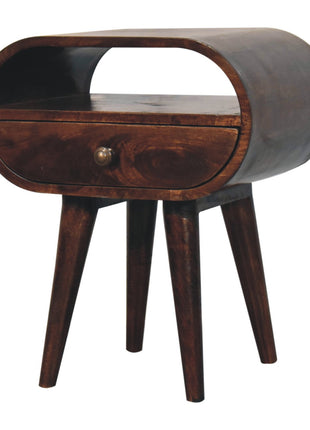 California Walnut Circular Bedside with Open Slot