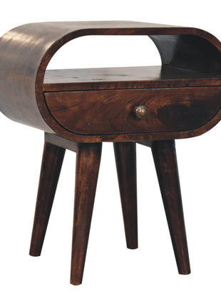 California Walnut Circular Bedside with Open Slot