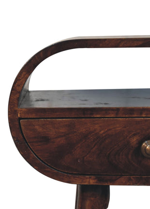 California Walnut Circular Bedside with Open Slot