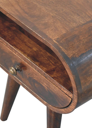 California Walnut Circular Bedside with Open Slot