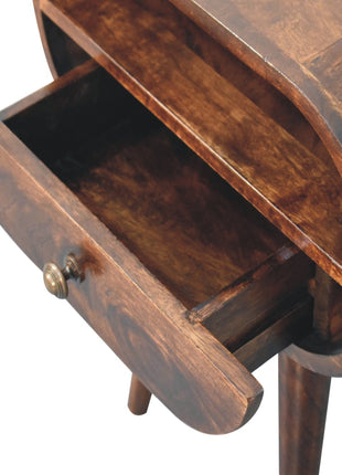 California Walnut Circular Bedside with Open Slot