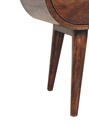 California Walnut Circular Bedside with Open Slot