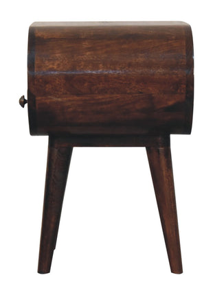 California Walnut Circular Bedside with Open Slot