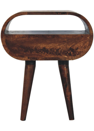 California Walnut Circular Bedside with Open Slot