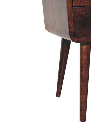 Mini California Walnut Curved Bedside