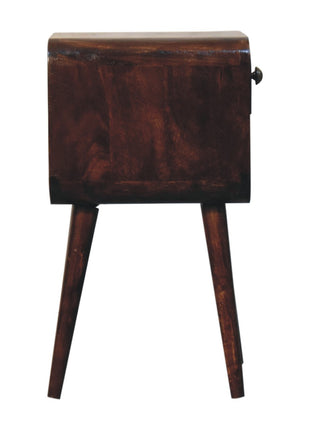 Mini California Walnut Curved Bedside with Lower Slot