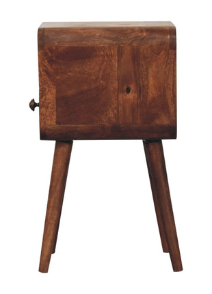 Mini Honey Caramel Curved Bedside with Open Slot