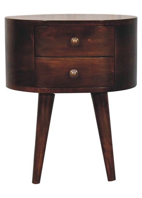 California Walnut Rounded Bedside Table