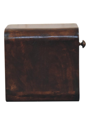 Mini Curved California Walnut Wall Mounted Bedside with Open Slot