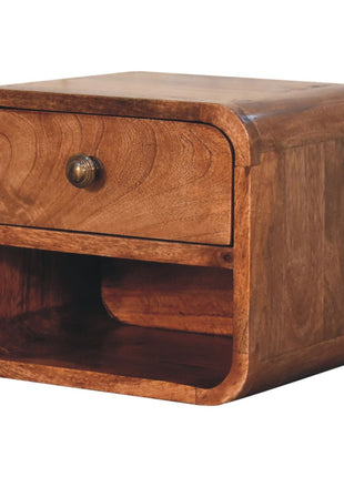 Mini Honey Caramel Wall Mounted Bedside with Open Slot
