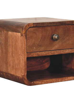 Mini Honey Caramel Wall Mounted Bedside with Open Slot