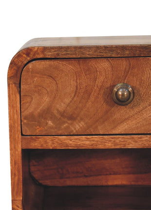 Mini Honey Caramel Wall Mounted Bedside with Open Slot