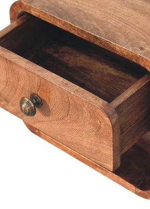 Mini Honey Caramel Wall Mounted Bedside with Open Slot