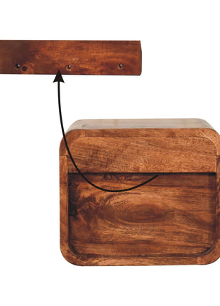 Mini Honey Caramel Wall Mounted Bedside with Open Slot
