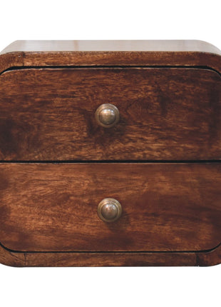 Mini Curved California Walnut Wall Mounted Bedside