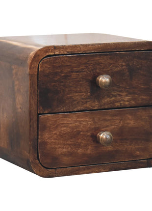 Mini Curved California Walnut Wall Mounted Bedside