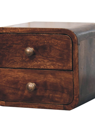 Mini Curved California Walnut Wall Mounted Bedside