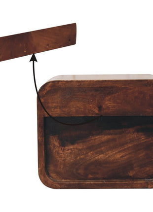 Mini Curved California Walnut Wall Mounted Bedside