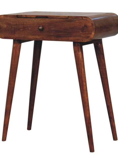 Mini Honey Caramel Dressing Table with Foldable Mirror