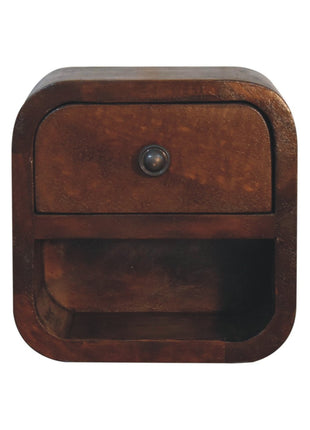 Extra Mini Curved Chestnut Bedside with Open Slot