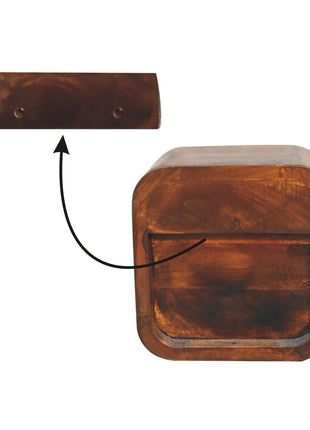 Extra Mini Curved Chestnut Bedside with Open Slot