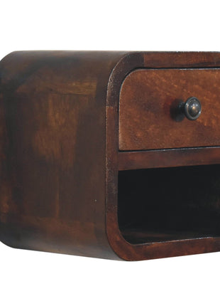 Extra Mini Curved Chestnut Bedside with Open Slot