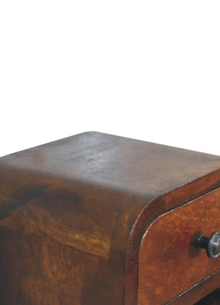 Extra Mini Curved Chestnut Bedside with Open Slot