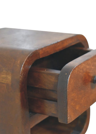 Extra Mini Curved Chestnut Bedside with Open Slot