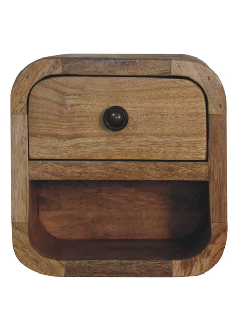 Extra Mini Curved Oak-ish Bedside with Open Slot