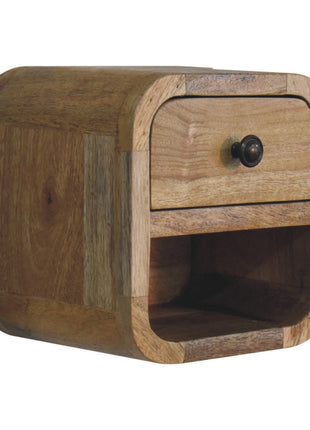 Extra Mini Curved Oak-ish Bedside with Open Slot
