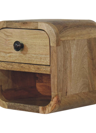 Extra Mini Curved Oak-ish Bedside with Open Slot
