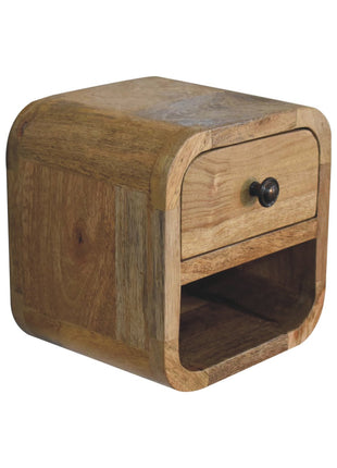 Extra Mini Curved Oak-ish Bedside with Open Slot