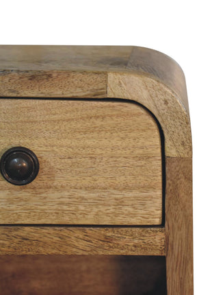 Extra Mini Curved Oak-ish Bedside with Open Slot