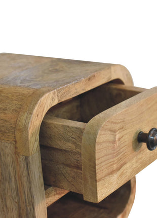Extra Mini Curved Oak-ish Bedside with Open Slot