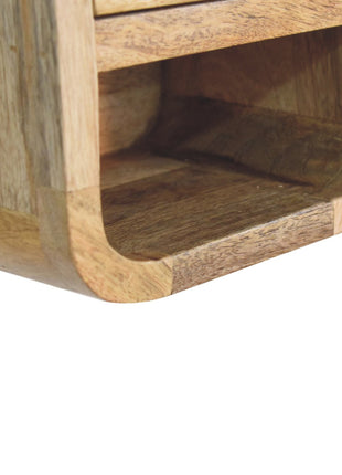 Extra Mini Curved Oak-ish Bedside with Open Slot
