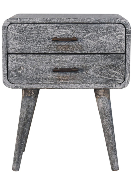 Sandblasted Ash Curved Bedside