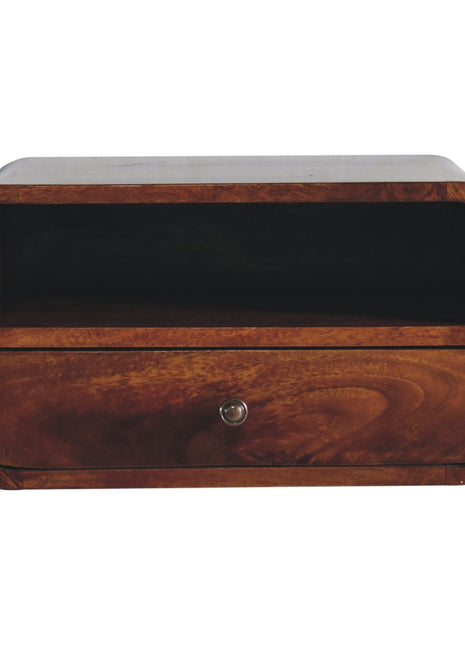 Large Chestnut Curve Upper Slot Floating Bedside