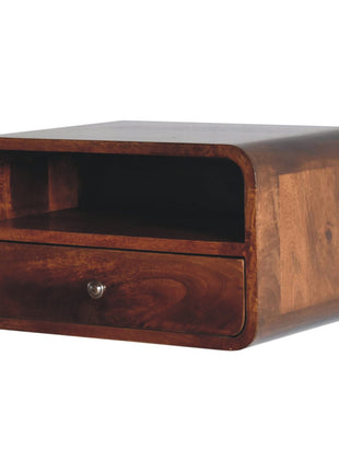 Large Chestnut Curve Upper Slot Floating Bedside