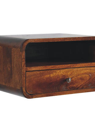Large Chestnut Curve Upper Slot Floating Bedside